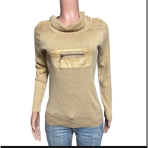Pulp long sleeve cowl ribbed tan pullover top sweater M - Picture 1 of 7